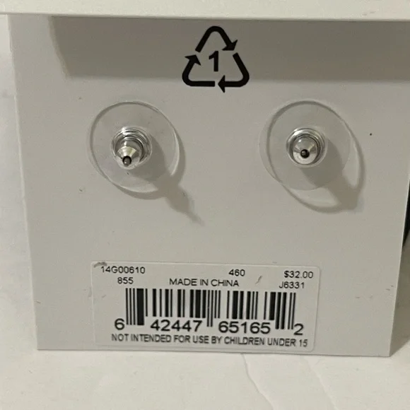 Lauren Ralph Lauren Silver Tone & Deep Blue Square Stud Earrings - NWT ** - Picture 4 of 4